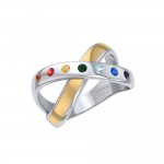Start your journey towards healing  Sterling Silver Jewelry Chakra Gems Ring with 14k gold vermeil with Performance Amulet