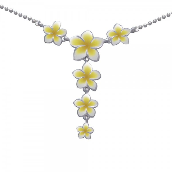 Plumeria - Hawaii National Flower Silver Necklace